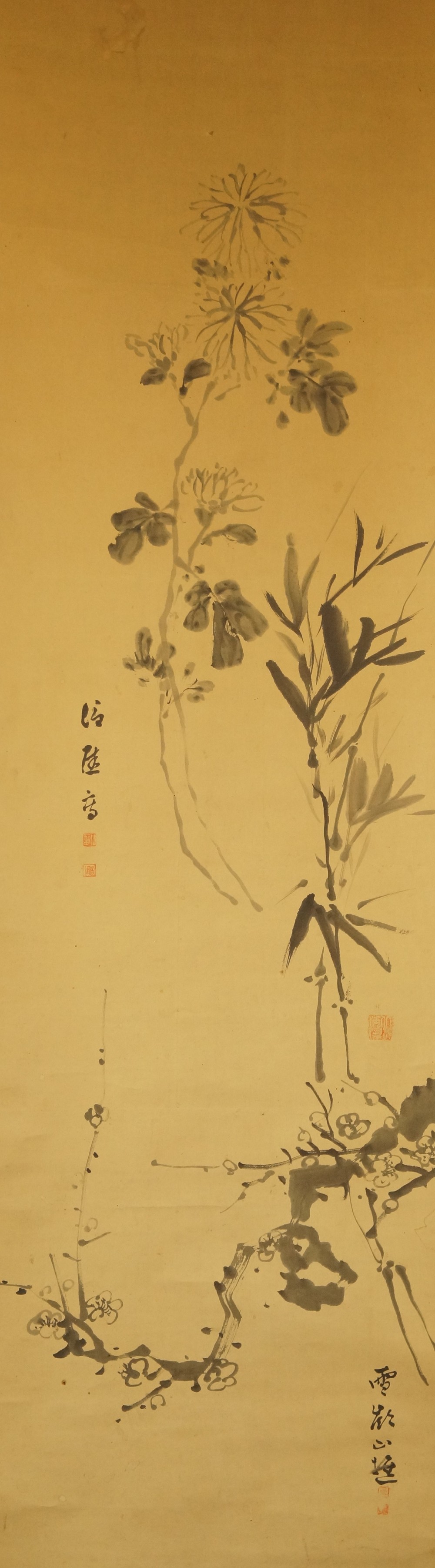Bamboo chrysanthemum and sakura full motif without mounting