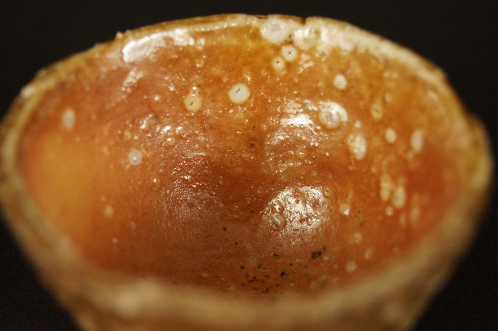 Interior Glaze of the Sake Cup with Firing Marks Interior View Close-Up