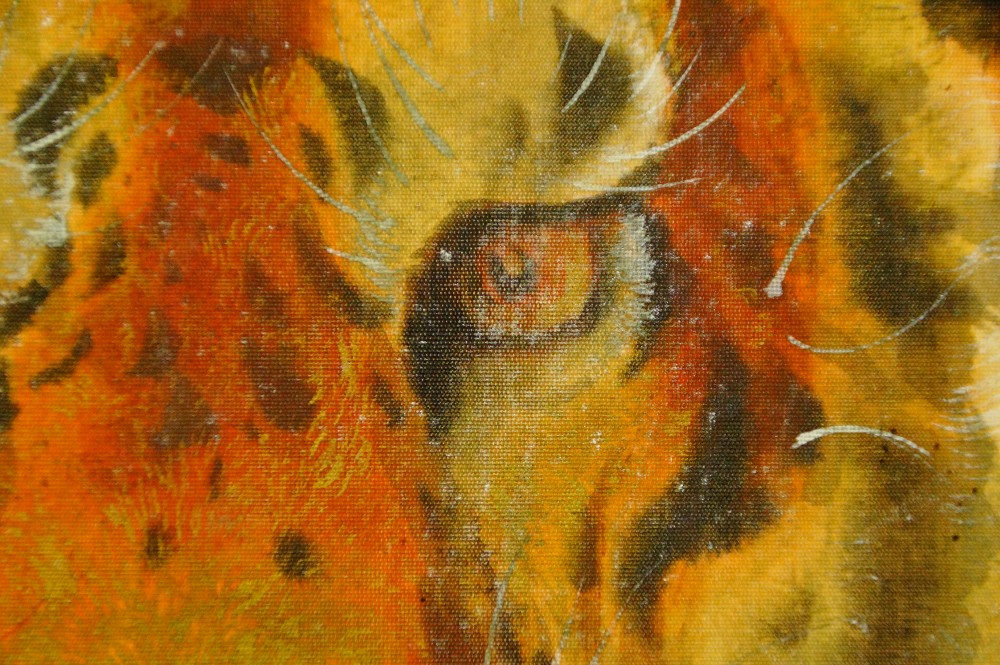 Tiger and Cub hanging scroll by Tamaoki Raiseki tiger motif close-up 4
