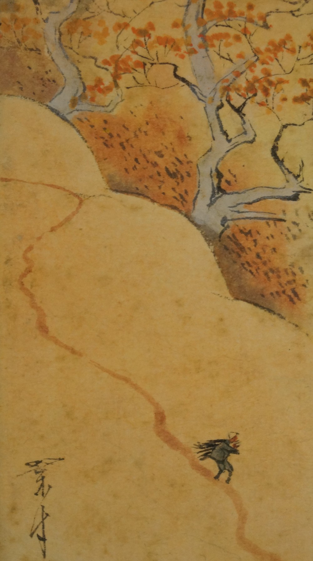 Japanisches Gemaelde Landschaft Figur Motiv Nahaufnahme