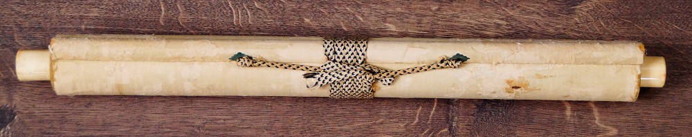 Rolled-Up Hanging Scroll by Tanaka Kakashi with Cord Tie