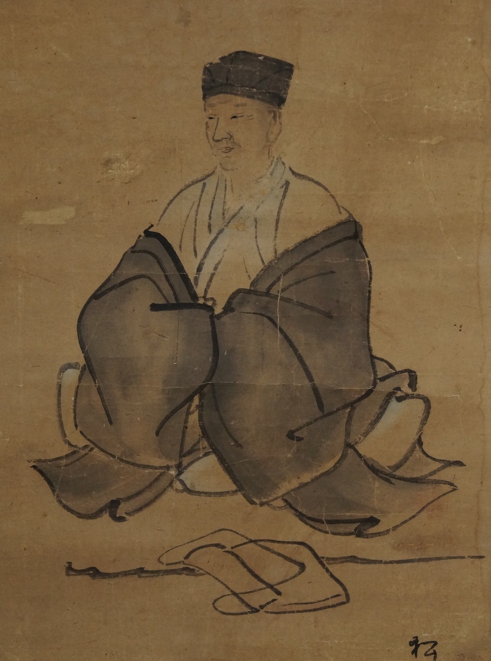 Old Monk Hanging Scroll Monk Motif Close-Up