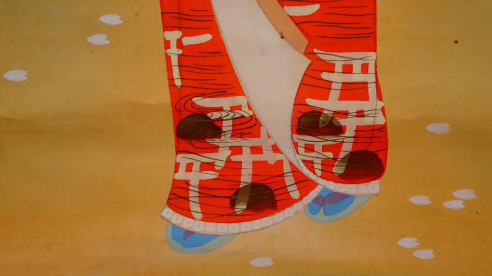 Under the Cherry Blossom Rain Kakemono by Sokan Kimono Motif Close-Up 3