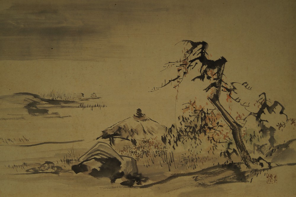 Kakemono Mountain Landscape in the Mist Full Motif Without Mounting