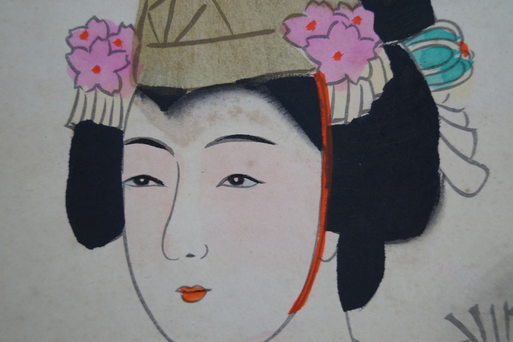 Schönhit im Kimono - Japanisches Rollgemälde (Kakejiku)
