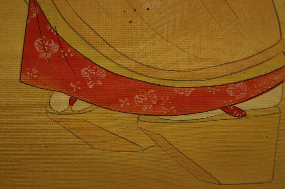 Japanese hanging scroll Beauty in Kimono kimono motif close-up 4