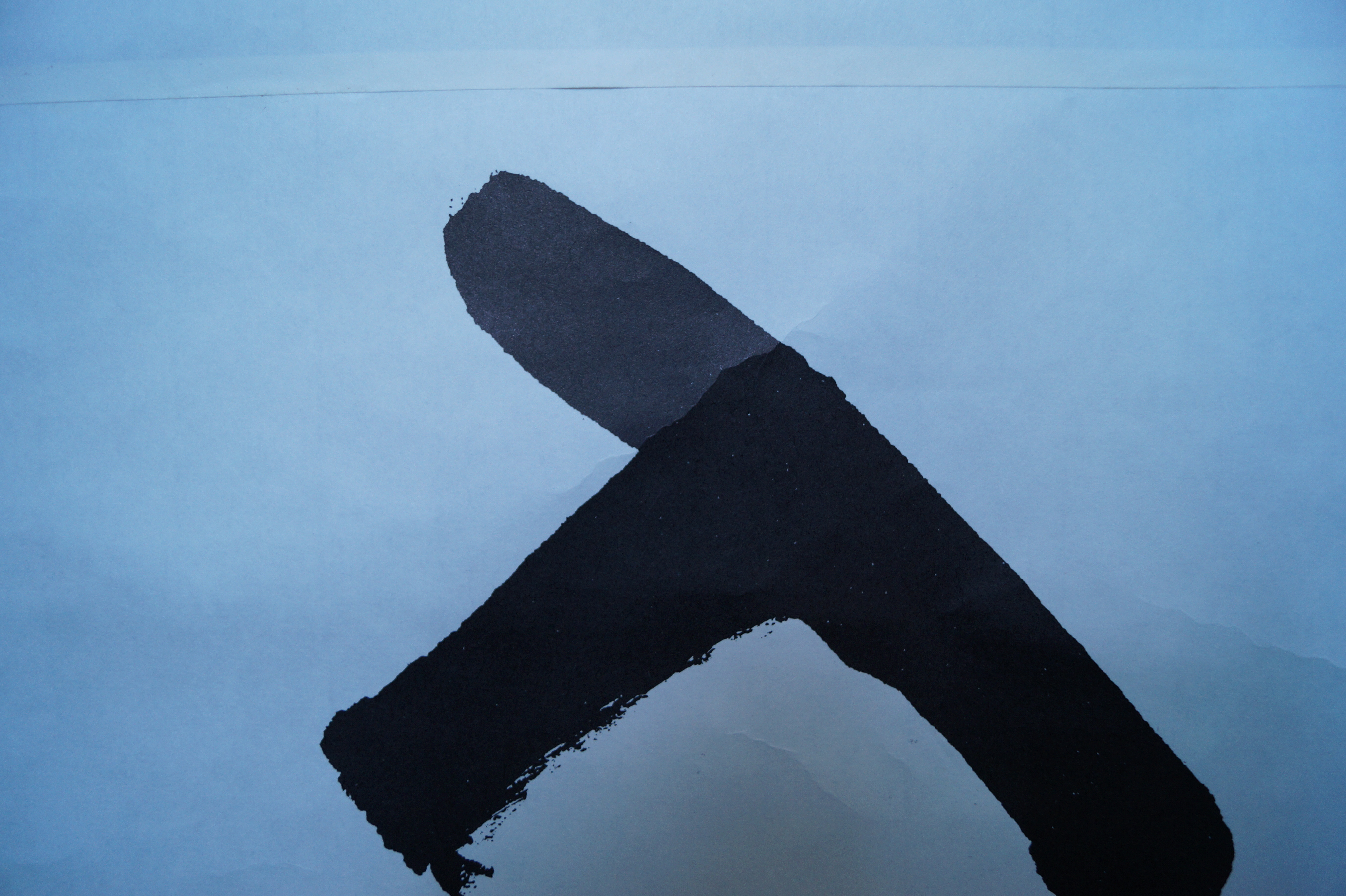 Kakemono Kalligrafie Pinselfuehrung Nahaufnahme