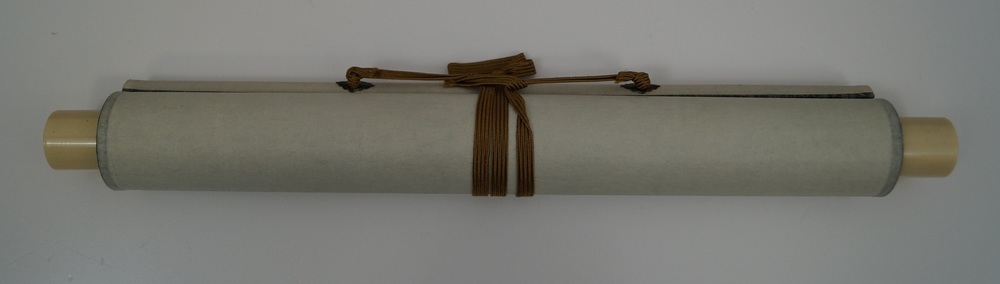 Kalligrafie Butsu ko sho ten chi Kakemono zusammengerollt