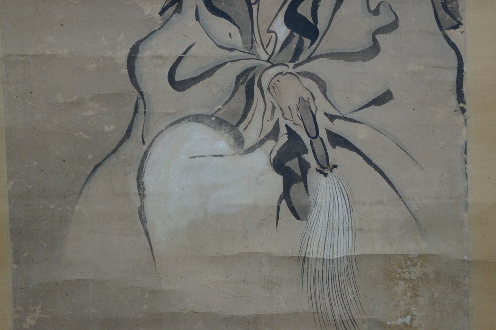 The Wise Man in Moonlight Kakejiku Fan Motif Close-Up