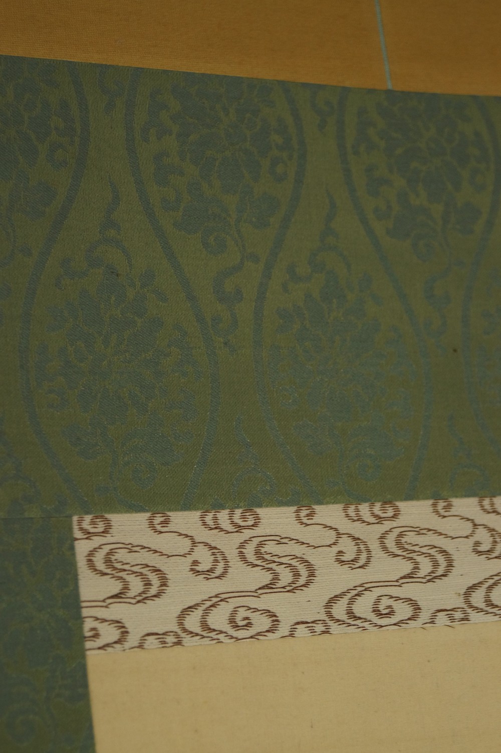 Japanese hanging scroll Zen monk mounting detail