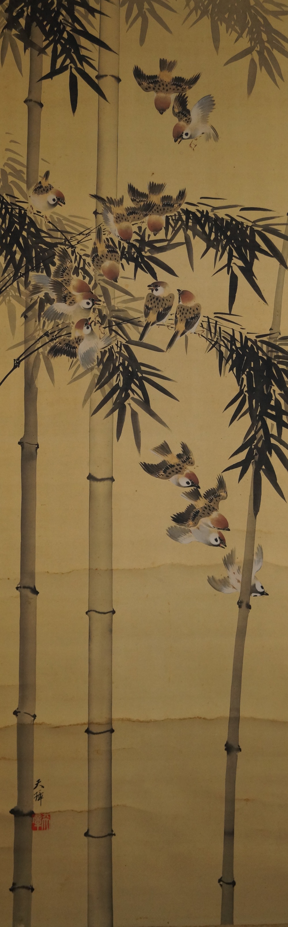 Many Sparrows and the Bamboo Full Motif without Mounting