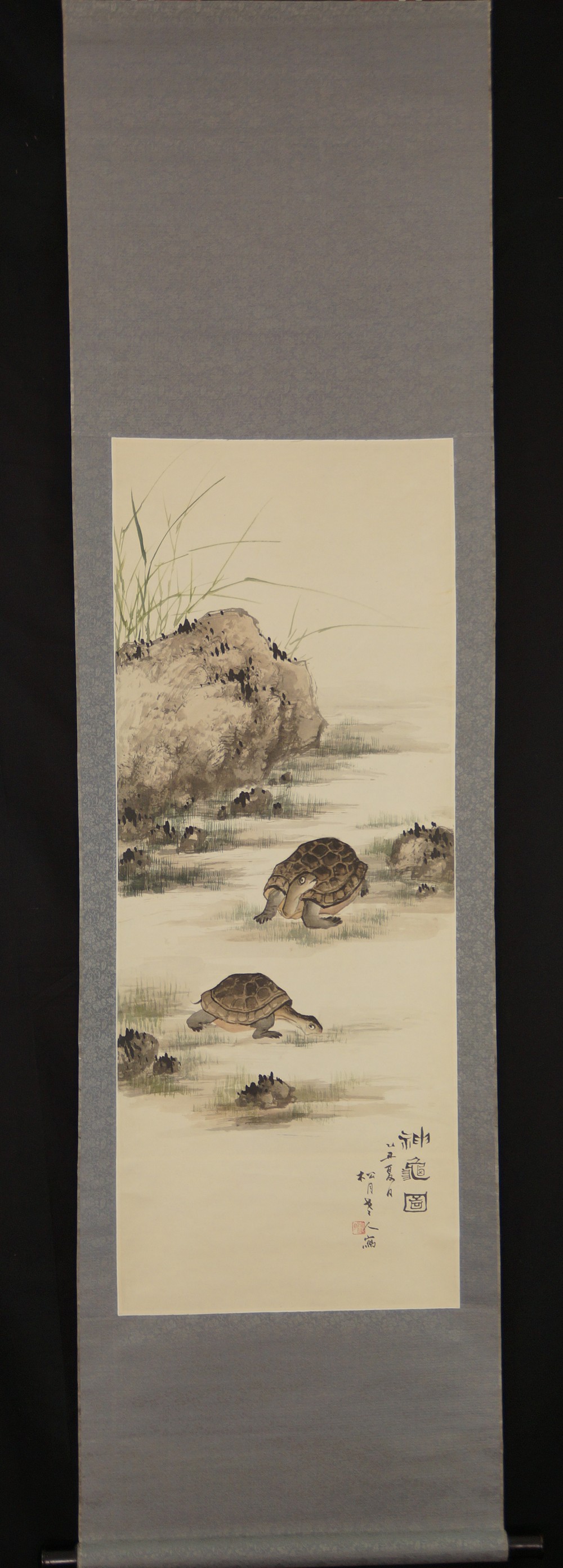 Two Turtles by Shogetsu Full View Hanging Scroll