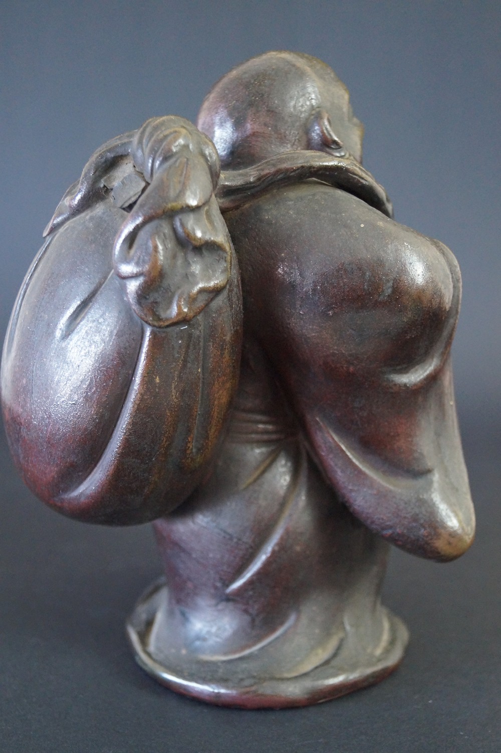 Hotei Figure Made of Bizen Ware Side View 2