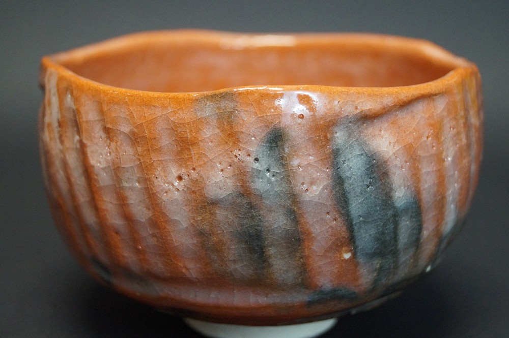 Handgetöpferte japanische Teeschale (Chawan) Raku Keramik Toraku Morisato