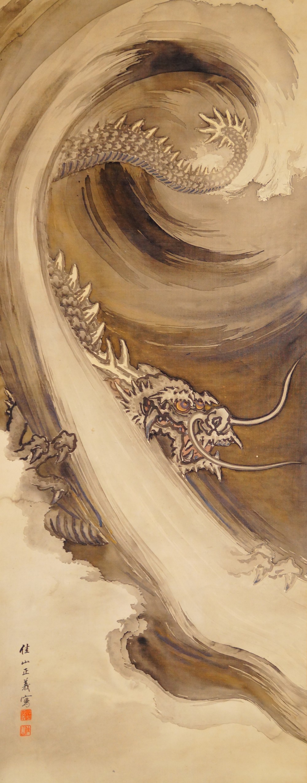 Drache in der Welle Kakemono Gesamtmotiv ohne Rahmung