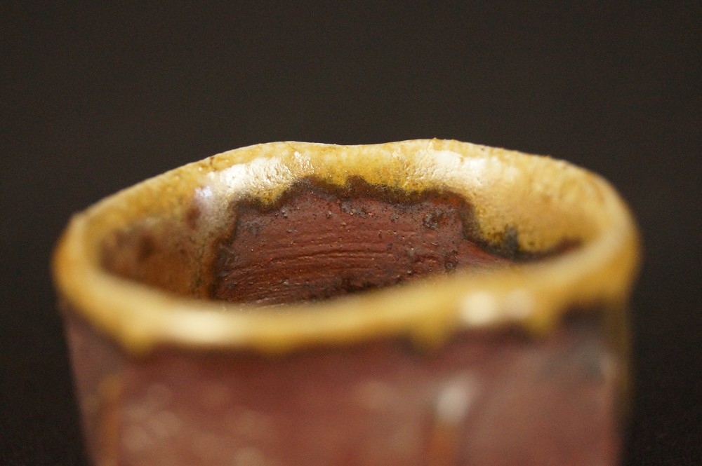 Bizen Guinomi by Kimura Tamafune Glaze Close-Up
