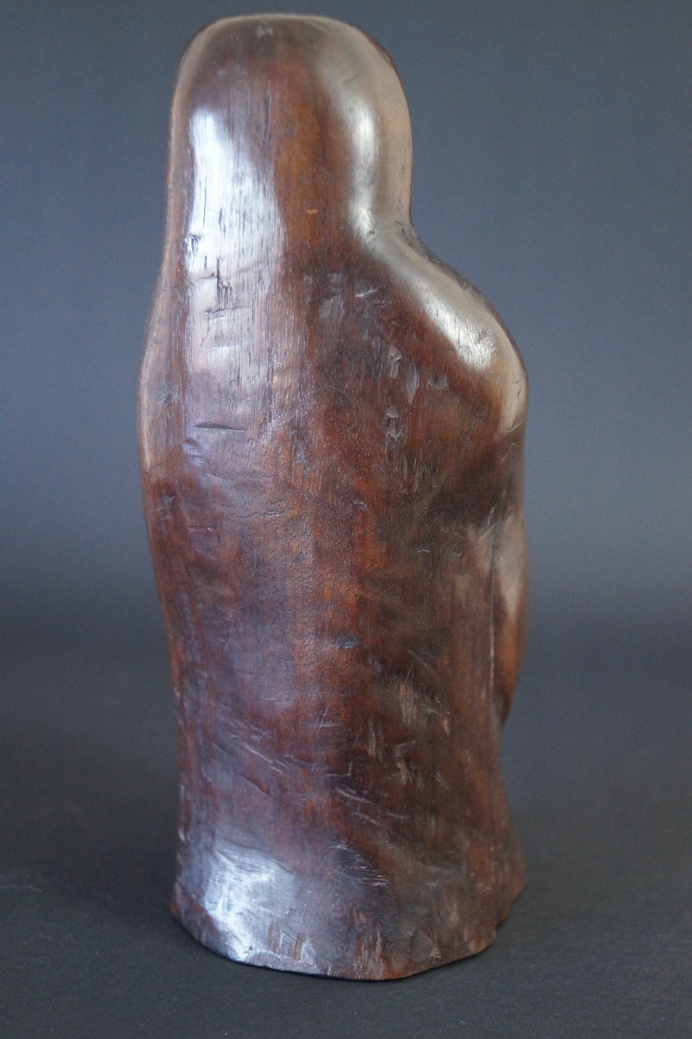 Bodhidharma Daruma Figure Made of Hardwood Back View
