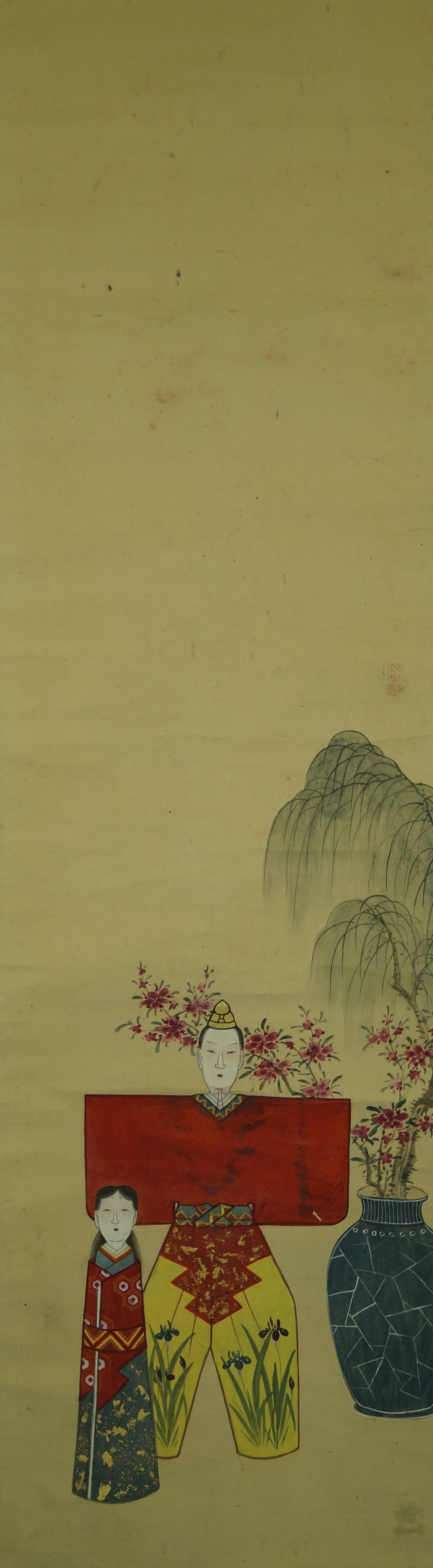 Hina Dolls with Plum Blossoms and Vase Full Motif Without Mounting