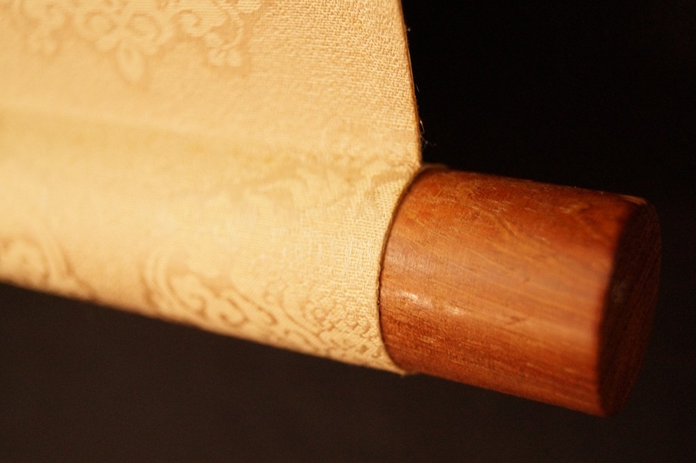 Nightingale on Sakura Branch Scroll Detail