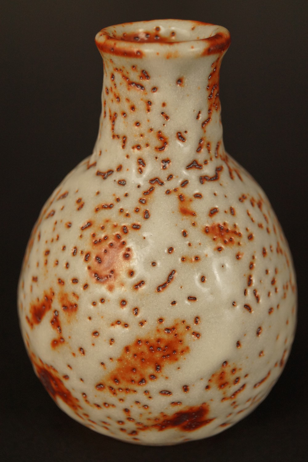 Shino ware tokkuri sake flask front view