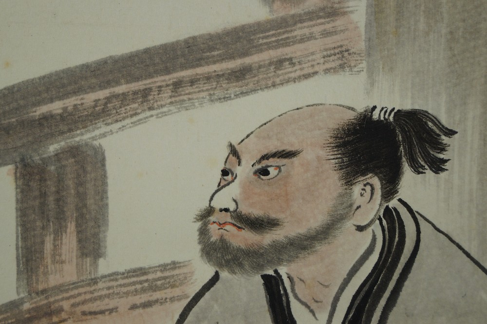 Samurai hanging scroll samurai motif close-up 3