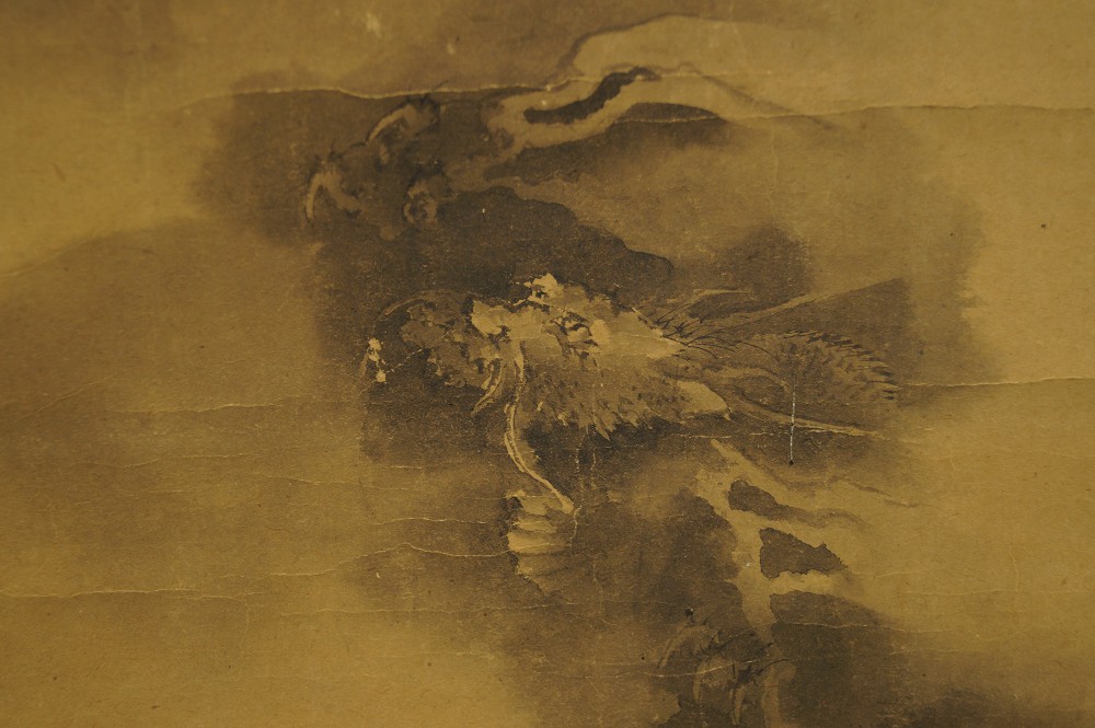 Dragon head and mane motif close-up