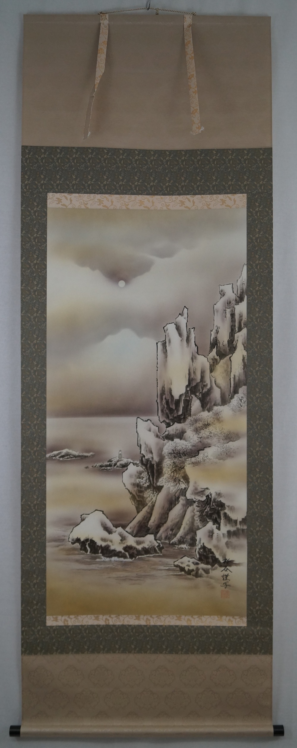 Nächtliche Landschaft - Japanisches Rollgemälde (Kakejiku)