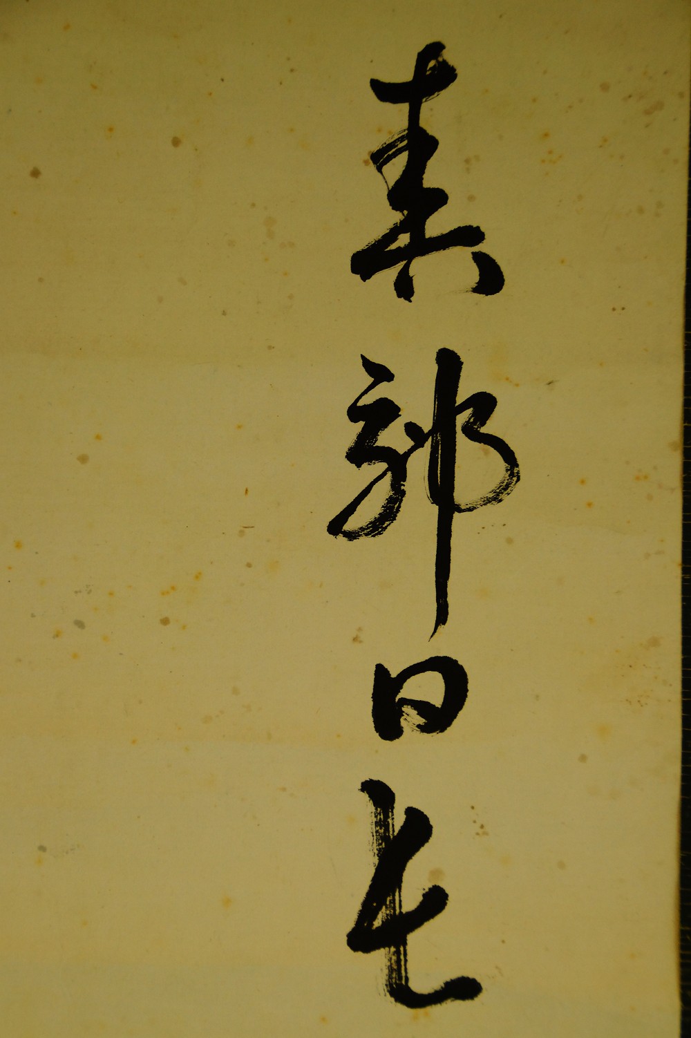 Close-up of the ink inscription above the plum branch